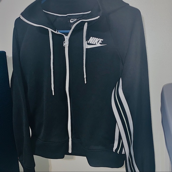 Nike Jackets & Blazers - Nike Black & White Hooded Sports Jacket